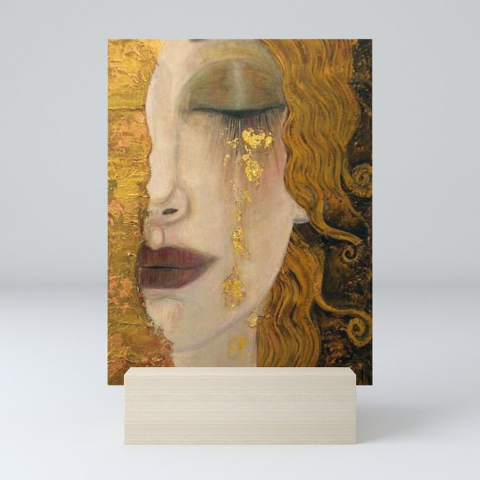 Golden Tears (Freya's Heartache) portrait painting by Gustav Klimt Mini Art Print
