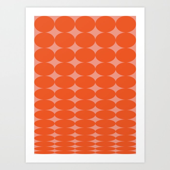 Retro Round Pattern - Orange Pink Art Print