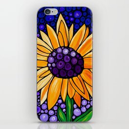 Orange Sunflower Purple Sky Flower Art - Basking iPhone Skin