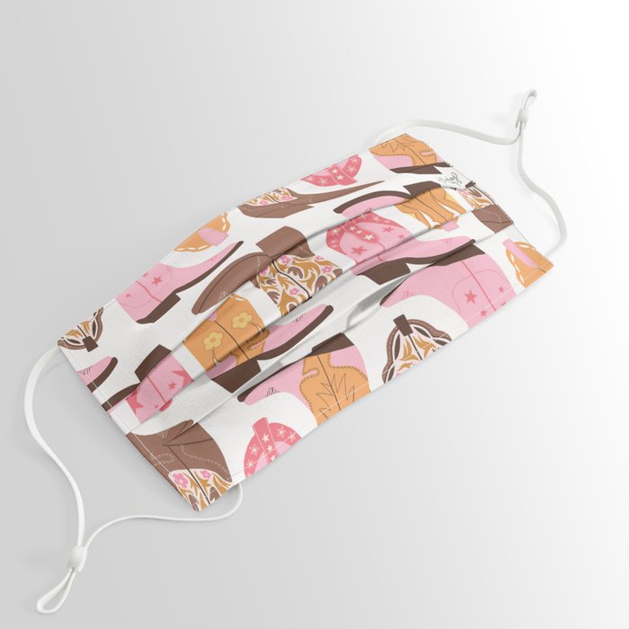 Pink Cowboy Boots Face Mask by Lindsey Kay Co Society6