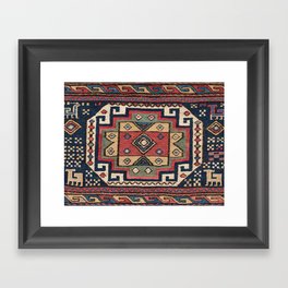 Cowboy Sumakh // 19th Century Colorful Red White Blue Western Lone Star Dallas Ornate Accent Pattern Framed Art Print