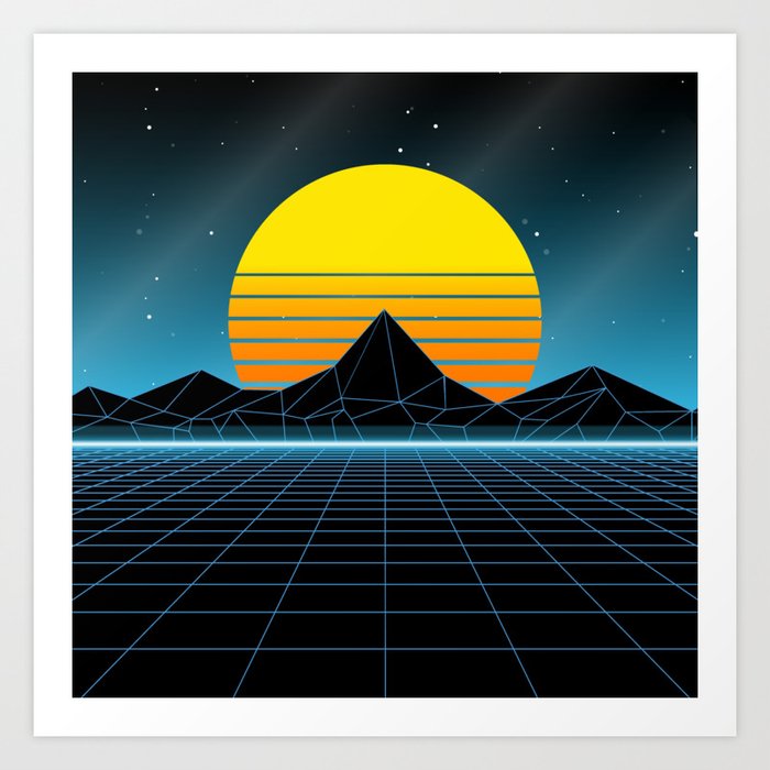 80s Sunset Synthwave Memories Art Print