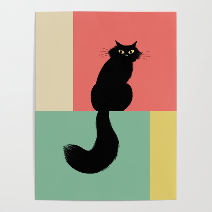 Side Eye Black Cat Poster