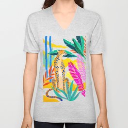 Panther in Jungle V Neck T Shirt