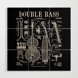 Double Bass Player Bassist Musical Instrument Vintage Patent Wood Wall Art