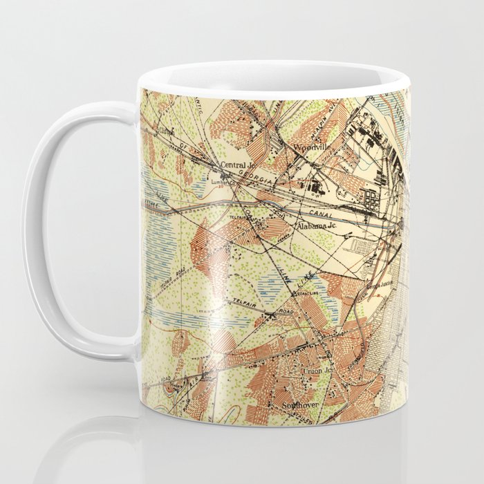 Vintage Map Of Savannah Georgia 1942 Coffee Mug By Bravuramedia Society6
