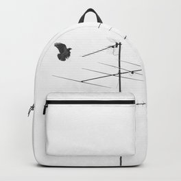 Monochrome Crow - black and white photography Backpack | Minimal, Blackcrow, Modern, Photograph, Blackandwhite, Retro, City, Photo, Wallart, Animal 