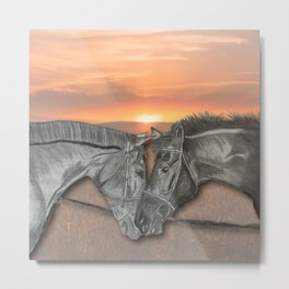 Equestrian Love Metal Print | Oil, Field, Sunrise, Decor, Landscape, Sunset, Mancave, Natural, Countrylife, Vintage 