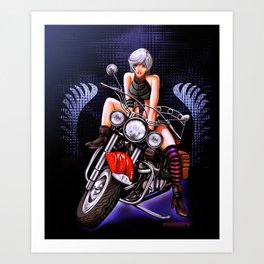 Motorcycle pinup Art Print