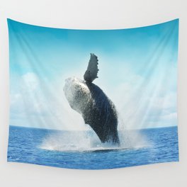 Mexico Photography - Big Whale Jumping Up From The Water Wall Tapestry
