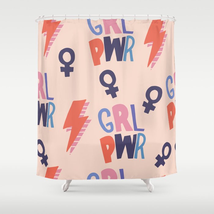 Girl Power Seamless Pattern Shower Curtain