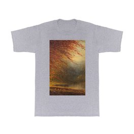 Autumn Leaves on the River Bank landscape painting by H. Joiner T Shirt | Newengland, Jacksonhole, Mississippi, Yosemite, Mapletrees, Leaves, Vermont, Tuscany, France, Newhampshire 