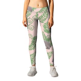 Rabbits and Ferns - Pink Leggings