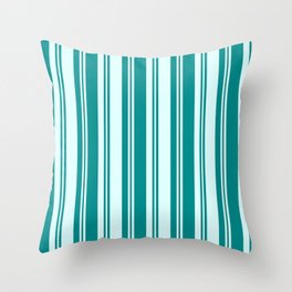 [ Thumbnail: Light Cyan and Dark Cyan Colored Lines Pattern Throw Pillow ]