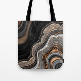 Elegant black marble with gold and copper veins Tote Bag