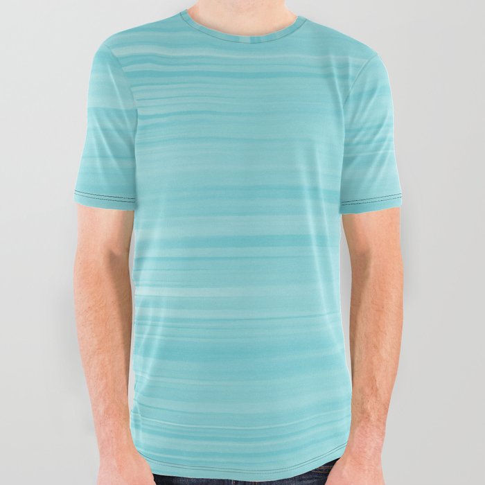 Colored Pencil Abstract Sky Blue All Over Graphic Tee
