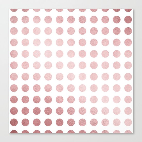 Simply Polka Dots in Rose Gold Sunset and White Canvas Print