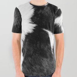 Luxe Animal Print Cowhide in Black and White All Over Graphic Tee