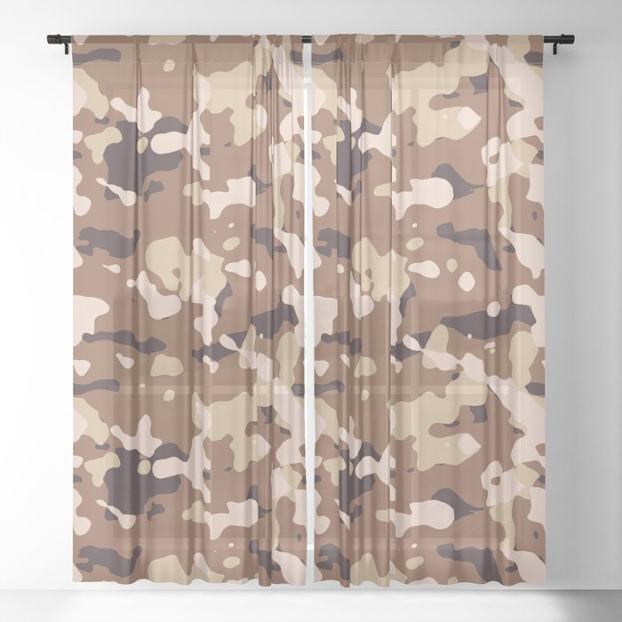 Brown Camouflage Sheer Curtain