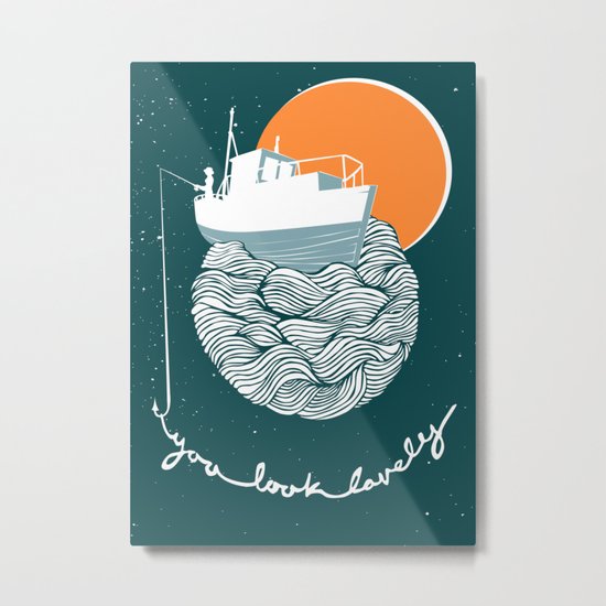 Fishing for Compliments Metal Print