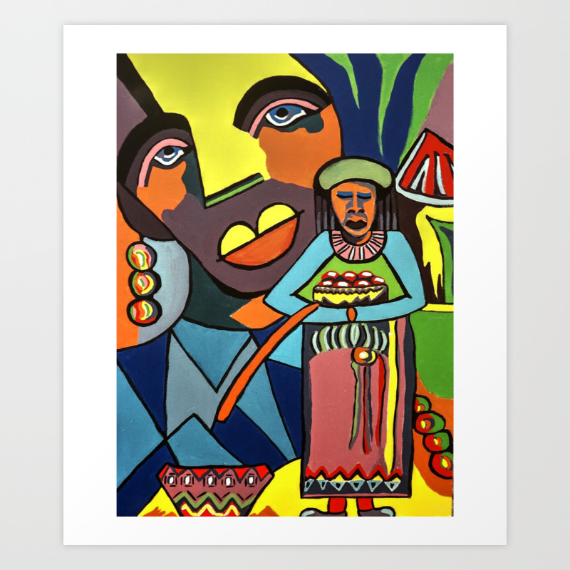 African Traditional Tribal Women Abstract Art Canvas Painting
