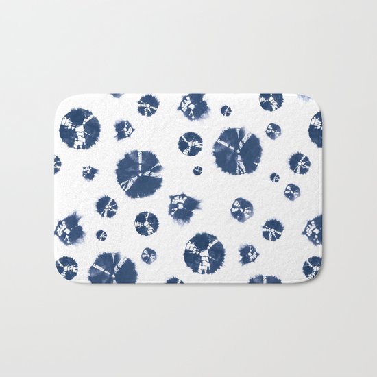 Shibori Polka Splotch Indigo Blue Bath Mat