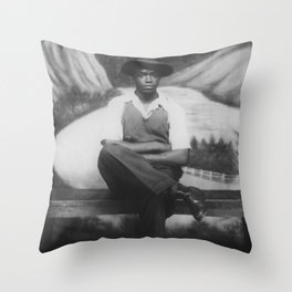1940 Beautiful Vintage African American Portrait of a Man black and white photograph / art photography Throw Pillow