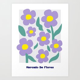 Flower Market, Purple and Yellow Art Print
