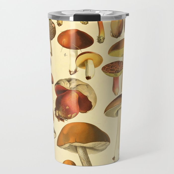 Mushrooms Les bolets colllection Vintage Chart  Travel Mug