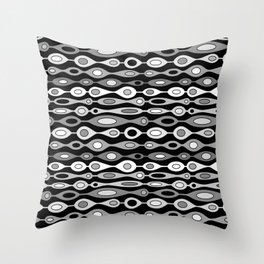 Mid Century Geometric Oval Pattern - Gray, Black and White Throw Pillow
