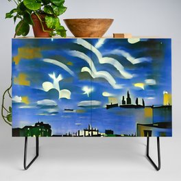 Distant Lights In City Night Skies Credenza
