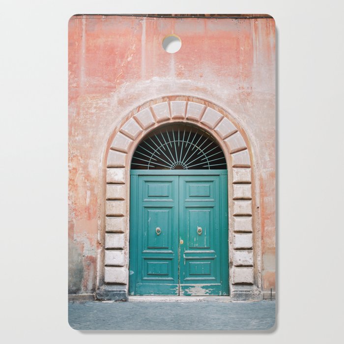 Turquoise Green door in Trastevere, Rome. Travel print Italy - film photography wall art colourful. Cutting Board