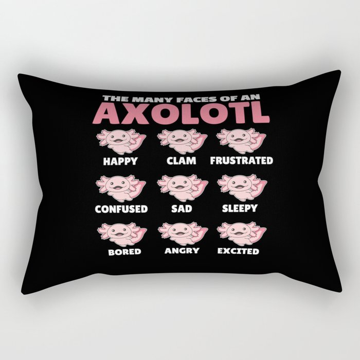 The Many Faces Of An Axolotl Funny Feelings Rectangular Pillow