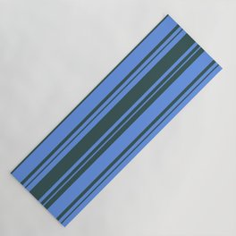 [ Thumbnail: Cornflower Blue and Dark Slate Gray Colored Stripes/Lines Pattern Yoga Mat ]