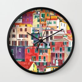 Cinque Terre Wall Clock | Watercolour, Architecture, Italy, Awesome, Acrylic, Houses, Architecturalwatercolor, Color, Italia, Painting 