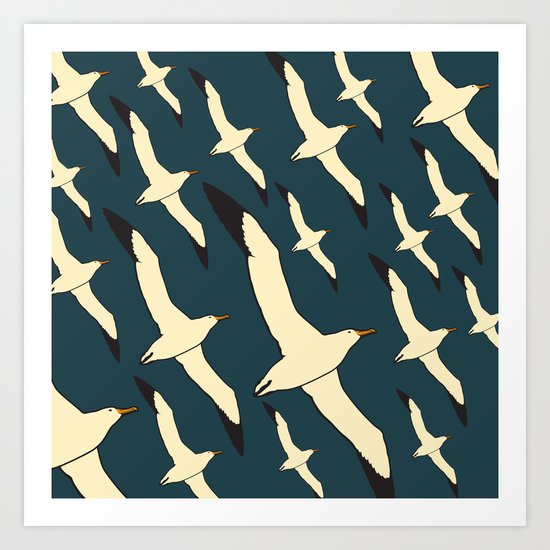 flying seagulf Art Print