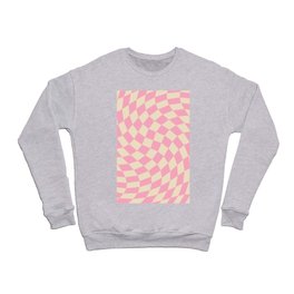 70s Retro Warped Grid in Pink & Beige Crewneck Sweatshirt