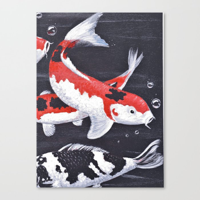 Koi Carp Orange White And Black Ornamental Fish Swimming Gracefully Canvas Print By Arcflorals Society6