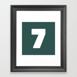 7 (White & Dark Green Number) Framed Art Print