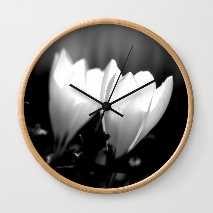 You Two - Crocus Flowers Black And White #decor #society6 #buyart Wall Clock
