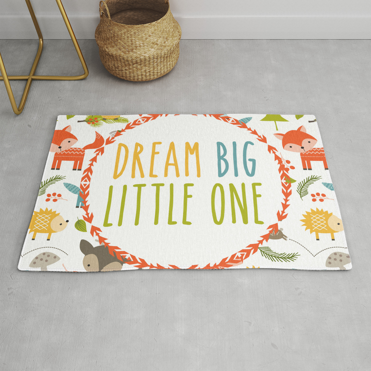 Dream Big Little One Woodland Rug By Peppermintcreek Society6