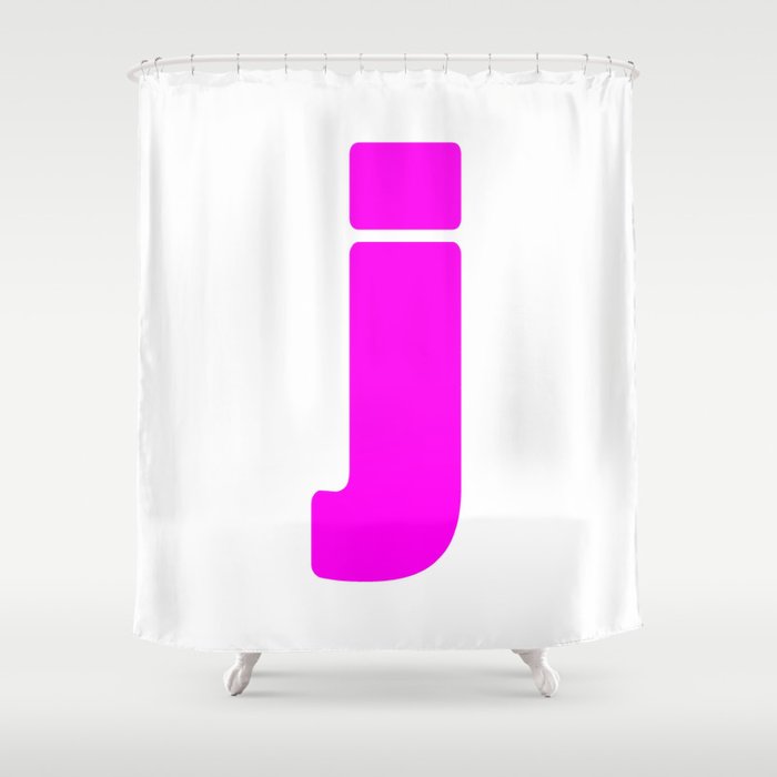 j (Magenta & White Letter) Shower Curtain