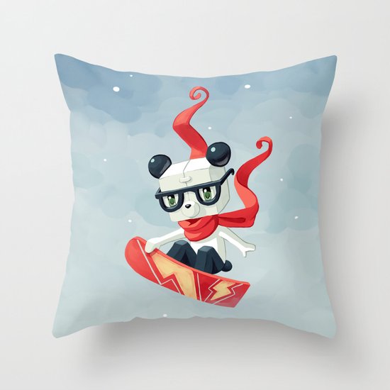 Snowboarding Throw Pillow