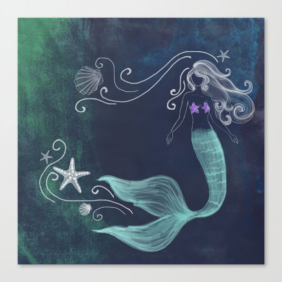 chalk mermaid #2 Canvas Print