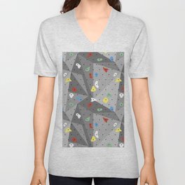 Colorful boulders for climbing lovers sports pattern soft gray red blue yellow green V Neck T Shirt