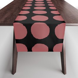 Red and Black Abstract Polka Dot Pattern 2022 Color Trends Behr Lingonberry Punch M150-6 Table Runner