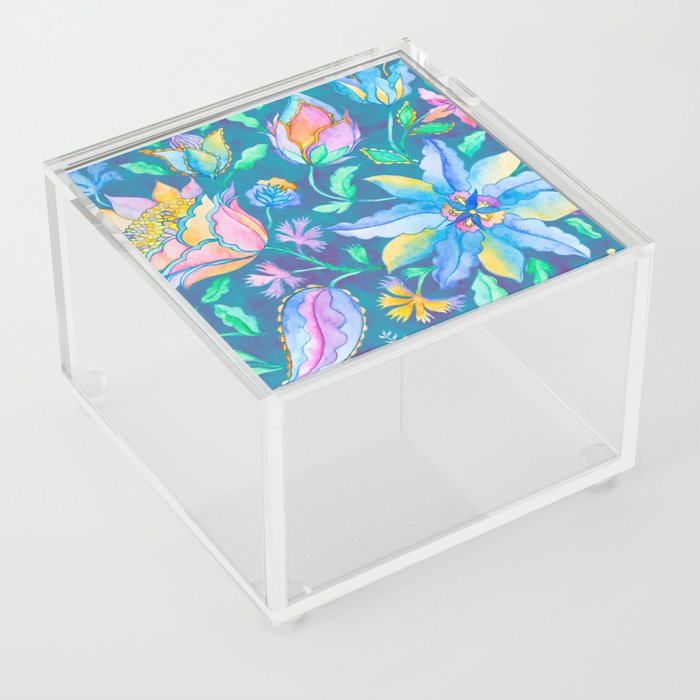 Beautiful Exotic Paisley Summer Floral Acrylic Box