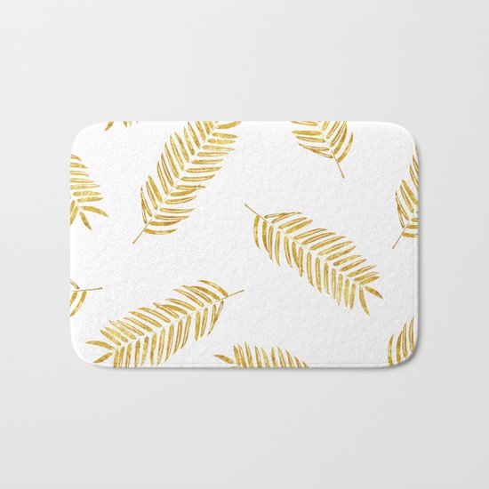 Gold Leaves Pattern Bath Mat
