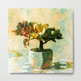 Colorful Bonsai Tree. Still Life Art  Metal Print | Blue, Loving, Floral, Cactus, Pots, Flowers, Plant, Lover, Kitchen, Abstract 