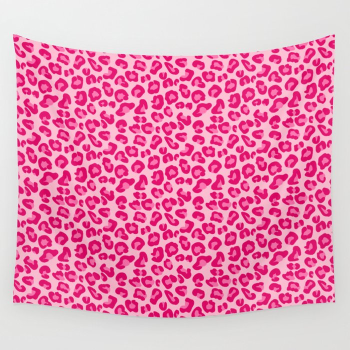 Leopard Print in Pastel Pink, Hot Pink and Fuchsia Wall Tapestry